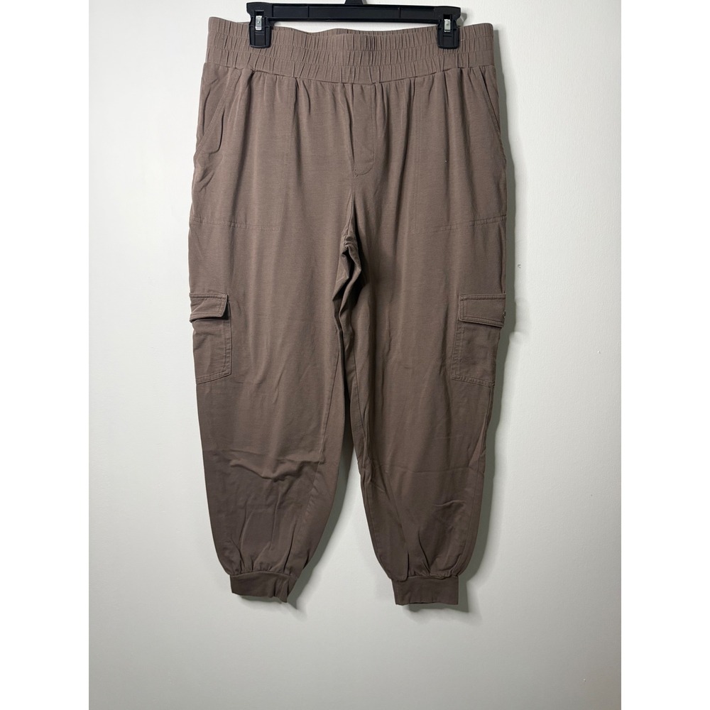 AnyBody Womens Medium Brown Cargo Jogger Pants Elastic Waist Cotton Modal Blend